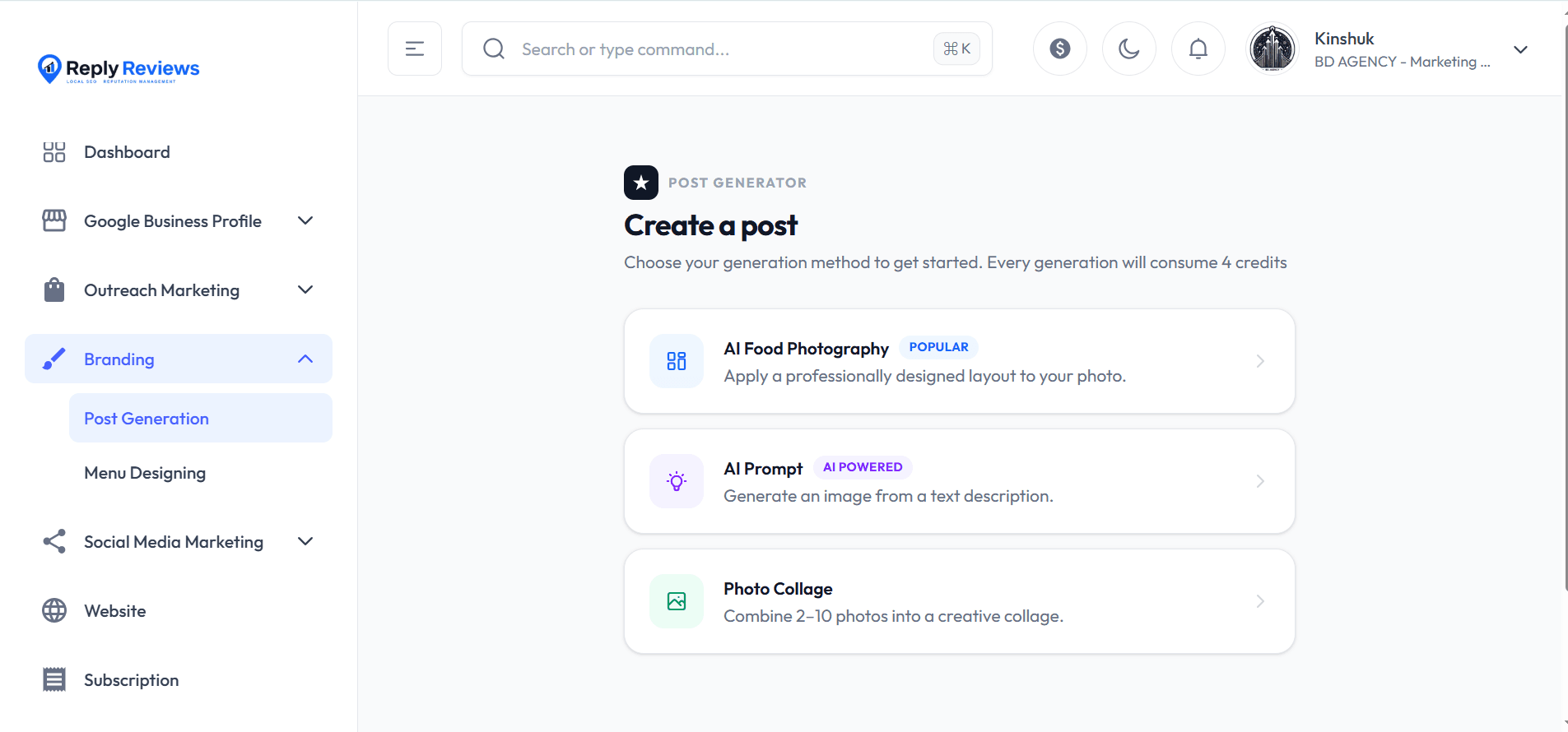 AI generated social media post with image