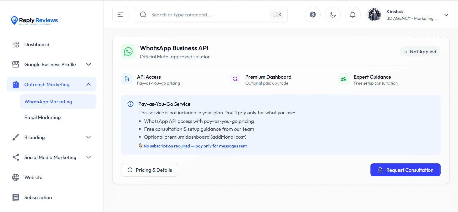 WhatsApp marketing automation dashboard